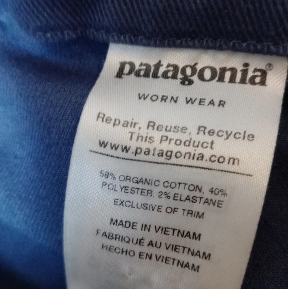 Patagonia Blue Slim Straight Pants Organic Cotton Stretch Size 4 - Picture 6 of 14